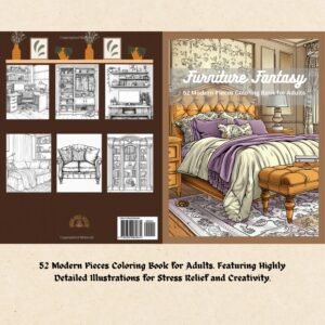 Furniture Fantasy: 52 Modern Pieces Coloring Book for Adults.