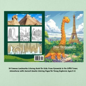 Dino Destinations: 50 Famous Landmarks Coloring Book for Kids.