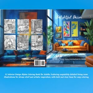 Delightful Decor: 52 Interior Design Styles Coloring Book for Adults.