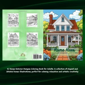 Home Hues: 52 House Exterior Designs Coloring Book for Adults.