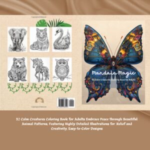 Mandala Magic: 52 Calm Creatures Coloring Book for Adults