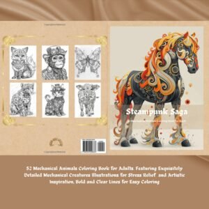 Steampunk Saga: 52 Mechanical Animals Coloring Book for Adults.