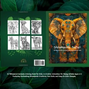 Steampunk Safari: 52 Whimsical Animals Coloring Book for Kids.